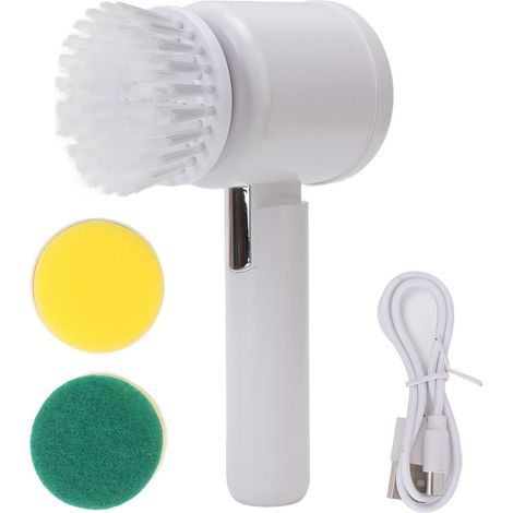 Brosse de nettoyage électrique multifonction sans fil avec 3 têtes, blanc, pour cuisine et salle de bain (1/5)