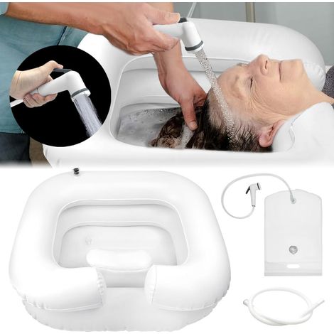 Lavabo à Cheveux Gonflable,Bassin Gonflable pour Laver,Bac à shampoing gonflable,Système de douche de chevet,Grande vasque gonflable,Portable Lavabo Gonflable,Cheveux avec Tube de Drainage (1/5)