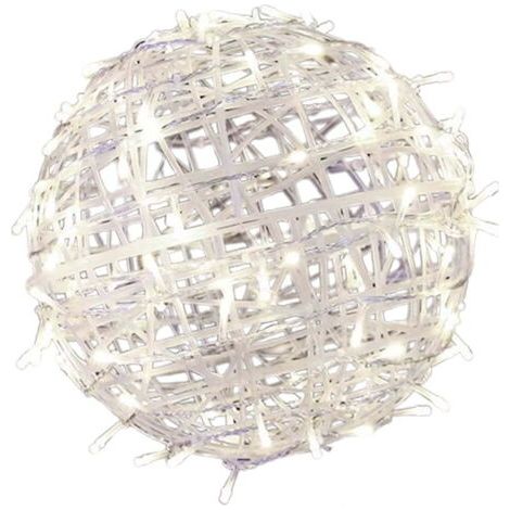 Guirlande lumineuse LED extérieure de Noël, boule lumineuse étanche de 20 cm (7,9 pouces), boule de jardin suspendue avec minuterie à mémoire, convient aux sapins de Noël, patios, porches et terrasses