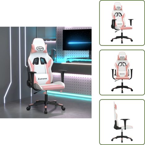 The Living Store Chaise de jeu Blanc et rose Similicuir - Chaise de jeu confort (1/5)