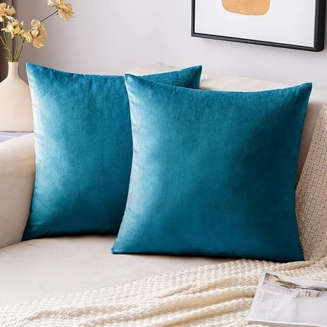 Fundas de cojín cuadradas decorativas de terciopelo suave de color liso, paquete de 2 unidades de Cterwk, ideales para sofás, camas, coches y decoración del hogar. Medidas: 40 x 40 cm (16 x 16 pulgada