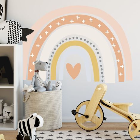 Rainbow Wall Decal, Rainbow Stickers Large Rainbow Wall Decor Peel and Stick Wallpaper for Girls Room Baby Shower Nursery Playroom Classroom 42 x 55 cm (1/4)