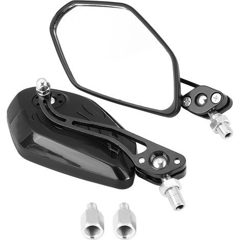 1 paire de rétroviseurs de moto en aluminium à motif de flamme, 8mm 10mm, en Fiber de carbone noir (1/5)