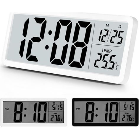 Horloge Numérique Murale Design Moderne, Horloge Digitale à Piles de 20cm, température, 12/24 Heures, Horloges silencieuses pour la Cuisine, Le Salon, la Chambre, Le Bureau (1/5)