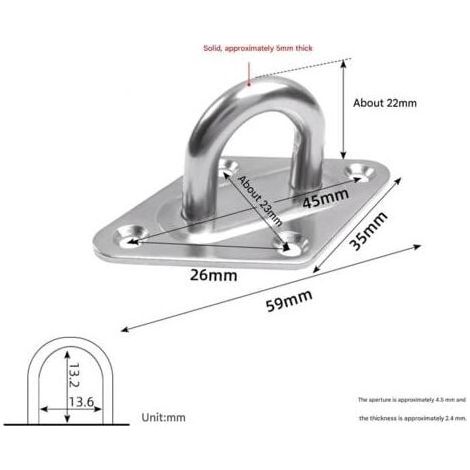 Plaques à Oeillets Rhombic,12 Pièces Platine Oeillet Inox M5 Kit de Crochet Plafond Charge Lourde,Crochet Suspension Plafond Fixation Support Anneau Mural Crochets D'ancrage pour Accrocher Objets (1/5)