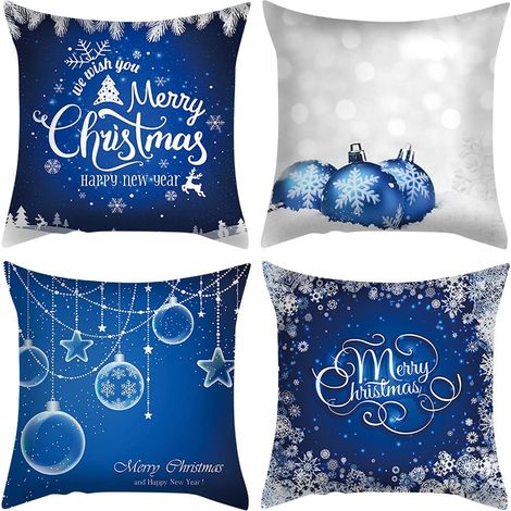 4-teiliges Set weihnachtlicher Kissenbezüge, Weihnachtskissenbezüge, Weihnachtskissen (1/5)
