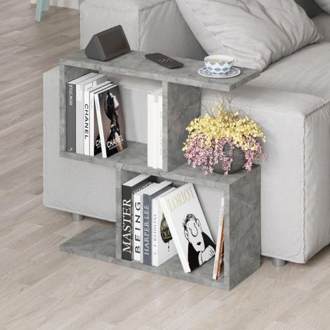 Tavolino da salotto moderno colore grigio con ripiani 60x60H cm - Hommy
