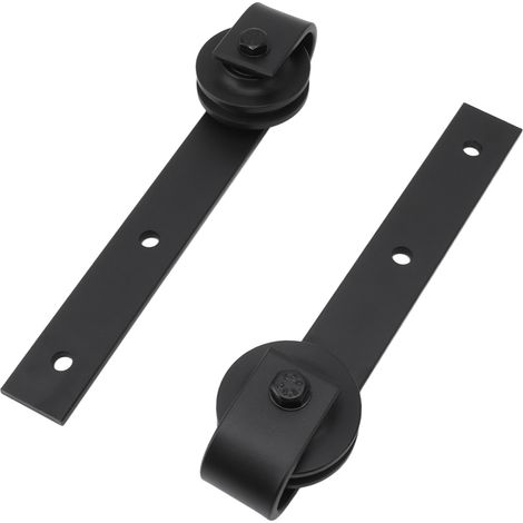 Paire de galets coulissants pour porte, kit de roulettes de rail suspendu en acier au carbone, jeu de roues pour porte de grange, noir, pour bureau, chambre, salon (1/5)