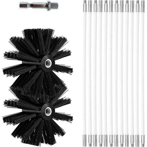 Chimney Cleaning Brush Kit, Chimney Brush Set Ø100mm for 12 Flexible Rods of 410 mm and 2 Brush Heads (1/5)