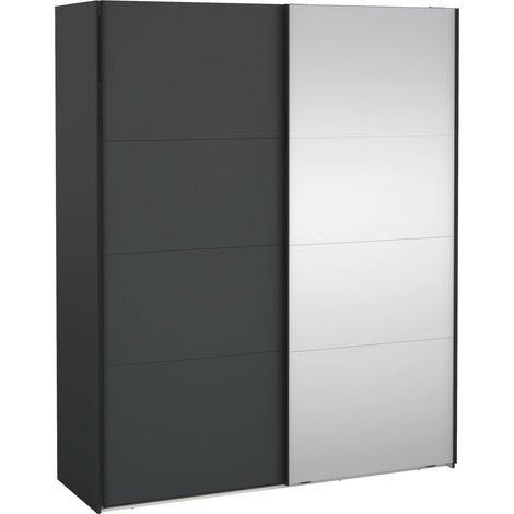 Dmora - Kleiderschrank 2 Türen Malakas, Schlafzimmermöbel, Schrank, Garderobe, 179x65 h220 cm, Grau