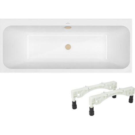Baignoire droite 170 x 75 VILLEROY & BOCH Architectura + Pieds + Vidage de baignoire WIRQUIN doré