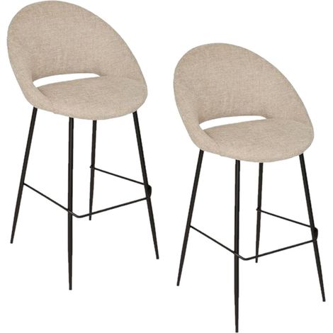 Atmosphera – Lot de 2 tabourets de bar – Hauteur d'assise 73 cm – Structure en contreplaqué et pieds en métal – Confort rembourré pour cuisine (1/5)
