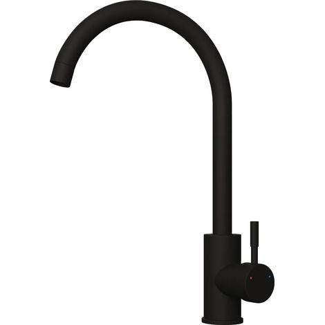 Kitchen Sink Mixer Tap With Swivel Spout Matt Black Finish Modern Style