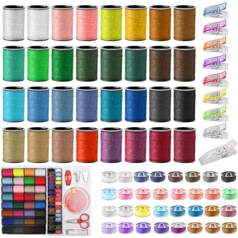 Annsywit 64 bobines de fil à coudre avec 10 clips canettes pour quilting, couture et machine à broder