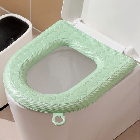 Couvre-Abattant De Toilette - Coussin Souple En EVA - Imperméable - Autocollant - Pour Abattant Standard O/V/U - Vert - 1 Pièce (1/5)
