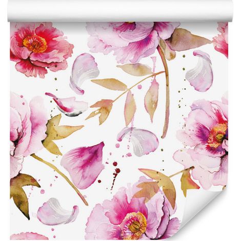 Carta da parati con peonie in vari colori per soggiorno e camera da letto, 50x1000 cm (1/5)