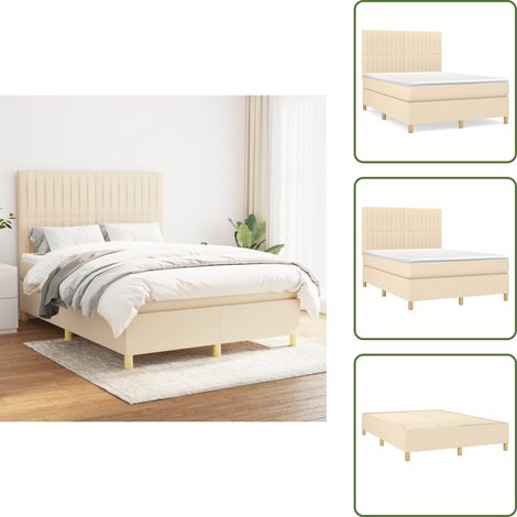 Boxspringbett mit Matratze Creme 140x200 cm Stoff - Boxspringbett - Betten - Schlafsofa - Cremefarbenes Bett - Doppelbett (1/5)