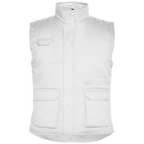 Chaleco laboral multibolsillo con bolsillo interior con velcro a prueba de viento ALMANZOR ROLY L Blanco