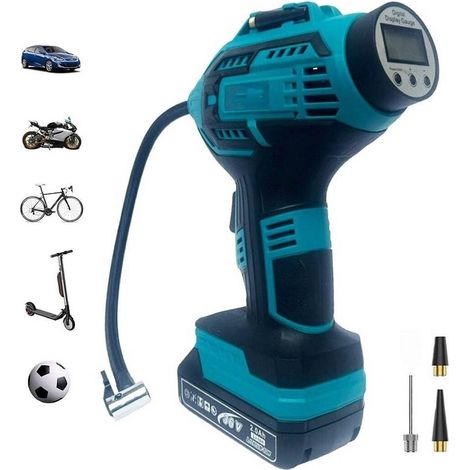 TRADE SHOP - Compressore Aria Portatile Doppia Batteria Litio 36 V Digitale Ruote Auto Moto - (1/5)