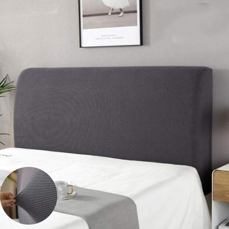 Housse Tete de lit,Housse de Protection de tête de lit Housse De Tête De Lit Lavable Anti-poussière Pack Complet 360 ° Gris 150cm Convient pour Une tête de lit 140-170cm (1/4)