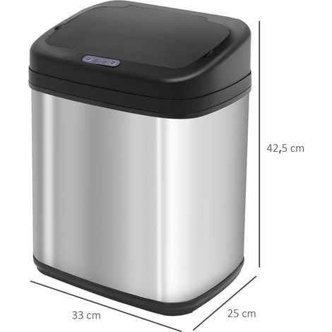 Sensor Mülleimer 20L Edelstahl Automatischer Mülleimer mit Bewegungssensor, Inneneimer 33 x 25 x 42,5 cm Silber+Schwarz (1/5)