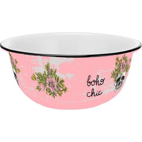 Bol à céréales effet émail 60 ml Tête de mort Bohochic (1/4)