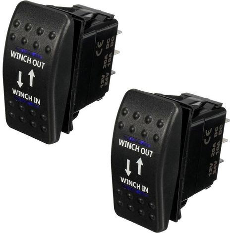 2 x 12 V 20 A Treuil entrée Treuil sortie Interrupteur à bascule ON-OFF-ON 7 broches LED bleue (1/5)