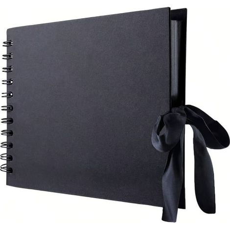 Album photo de 30 pages avec pages intérieures noires, vous pouvez créer votre propre album de scrapbooking, album photo à spirale à faire soi-même, style rétro. (1/5)
