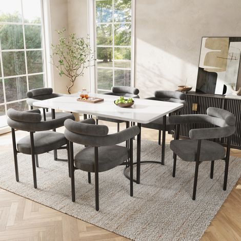 Lot de 6 chaises 70x62x84 cm en fer et tissu gris foncé, confort quotidien – MEUBLIV (1/5)