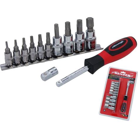 Neilsen 12pc Torx Bit Star Socket Driver Set T10 - T55 Trx 3/8" 1/4" Sockets (1/2)