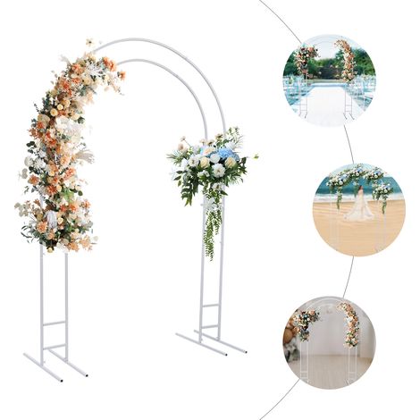 7.2ft (2.2m) Großer weißer Ballon Bogen Hochzeit Bogen Metall Ring Hochzeit Bogen Rahmen Hintergrund Stand für Party Zeremonie Ereignisse Dekoration (1/5)