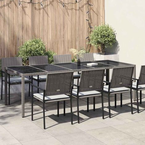 Gartentisch Grau 250 x 100 x 75 cm Poly-Rattan