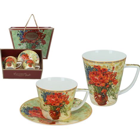 Carmani, juego para dos: taza + jarra - VAN gogh/Amapolas rojas y margaritas (1/5)