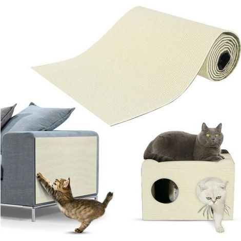 Griffoir Chat Canapé,Protection canape Chat Tapis,Protecteur de Rayure Protecteurs,DIY Tapis à gratter pour 100X30cm Beige (1/5)