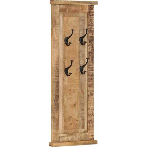 vidaXL Percheros 2 unidades madera maciza de mango 38x100 cm (1/2)