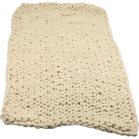 Couverture de canapé douce pour la peau, respirante, lavable, en tricot épais au crochet pour chambre à coucher, Beige 127x152cm / 50.0x59.8in. (1/2)
