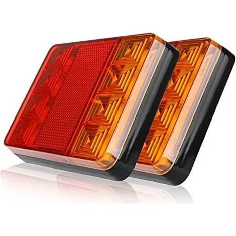 Lot de 2 feux arrière de remorque, 8 LED pour voiture, camion, feux arrière, feux d'avertissement étanches, feux arrière pour remorque, camion, bateau, DC 24 V (1/5)