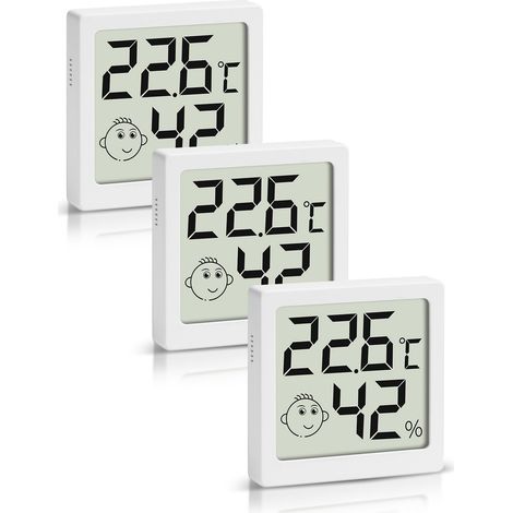 Digital Thermomètre Hygromètre Mini, Intérieur Thermo HygromèTre Indicateur Précision D'ambiance Moniteur de Température et Humidimètre pour la maison, le bureau, la voiture (blanc-3 pièces) (1/5)