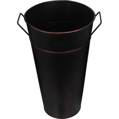 Panier de Rangement pour Bûches de Cheminée 35 Cm en Métal Noir Vintage avec Poignée Robuste Seau Porte-bûches Polyvalent pour Bois et Charbon Intérieur et Extérieur Bac (1/5)