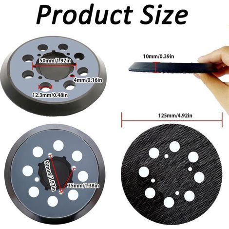 Plateau de Ponçage 125 mm 5 Pouces à 8 Trous Compatible Dewalt DWE6421 DWE6423 DCW210B Tampon Rechange Boucle et Crochet (1/3)