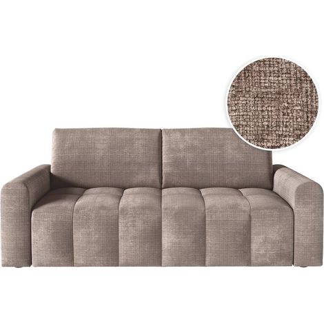 Canapé SILVIO convertible express 3 places couchage 140x190cm - matelas 13cm tissu chenille taupe