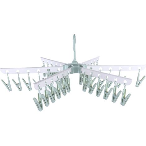 Étendoir à linge pliable 36 pinces anti-vent robuste PP et alliage compact idéal balcon intérieur séchage rapide chaussettes sous-vêtements (1/5)