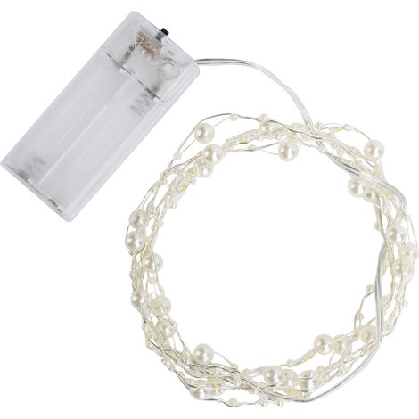 Guirlande lumineuse LED imitation perles, fil lumineux féérique pour meubles/lit/fenêtre/escalier (1/5)