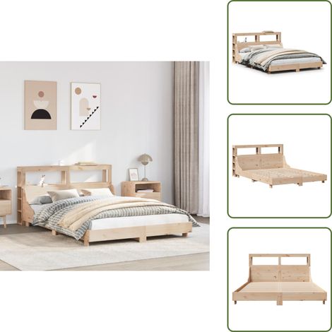 Letto con ripiani - vidaXL Letto senza Materasso 120x190 cm in Legno Massello di Pino - Letto in pino