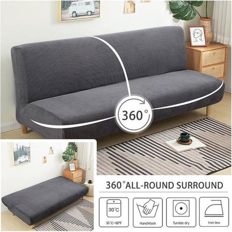 Housse Clic Clac Housse Canape Lit,190-210cm Extensible Anti-Taches Couvre Protection canapé sans Bras,Marron (1/5)