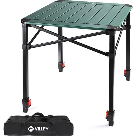 VILLEY Table de Camping Pliante, Table de Pique-Nique Pliable en Aluminium, Table Extérieure Portable avec Sac de Rangement, Table Pliante à Hauteur Réglable pour Randonnée Cuisine Plage, Moyenne (1/4)