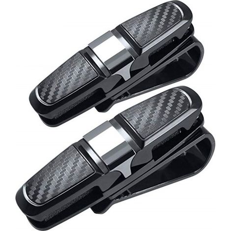 Noir + argenté Lot de 2 Clips de Lunettes pour Pare- de Voiture, Automobile Supports Organiseurs pour Lunettes de Carte Ticket (1/5)