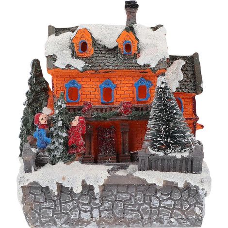 Stück exquisite, leuchtende Weihnachtshaus-Dekoration aus Kunstharz-12.5X10X9.5CM (1/3)
