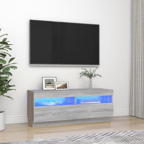 Meuble TV avec LED-Banc TV-Meuble Télé avec lumière LED sonoma gris 100x35x40 cm 187579 (1/5)