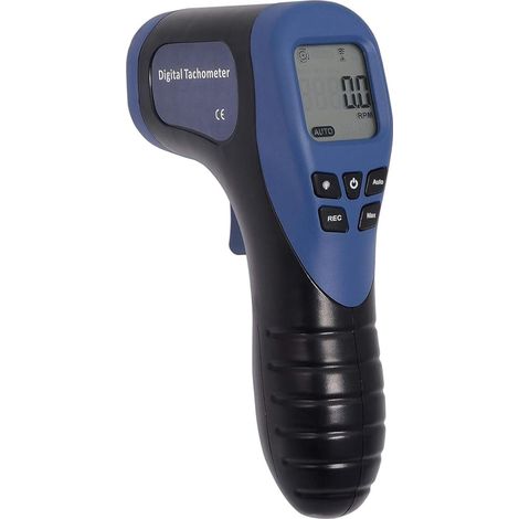 Professioneller digitaler Tachometer Drehzahlmesser, Handheld LCD Digital Laser Umdrehungsmesser Tachometer, Berührungsloser Drehzahlmesser, Drehzahlmesser, Reflektierendem Klebeband-Blau (1/5)